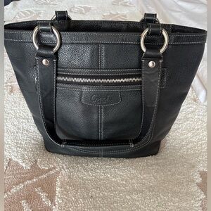 Coach Black Textured Leather Tote